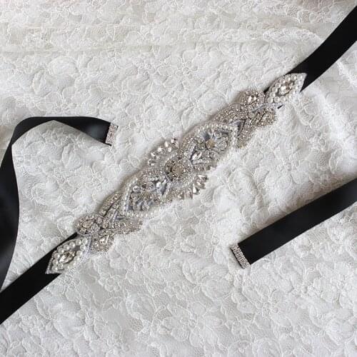 Handmade Bridal Belts with Crystals Bridal Wedding Accessories Belts Simple Silver Rhinestone Bridal Belt Sash For Bridal Dress