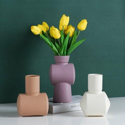 Nordic Morandi Colored Ceramic Vase Living Room Living Room Desktop Dried Flower Flower Arrangement Decoration Home Decoration