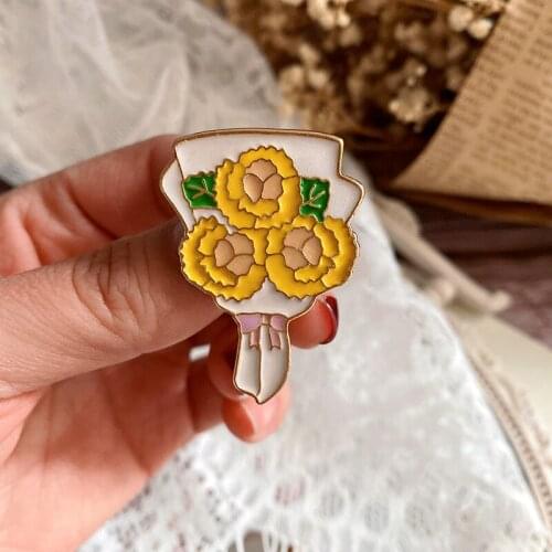 Soul Milk Tea Sweet girl Jasmine Flower Drop Glaze Enamel Plant Fresh Brooch Female Accessories