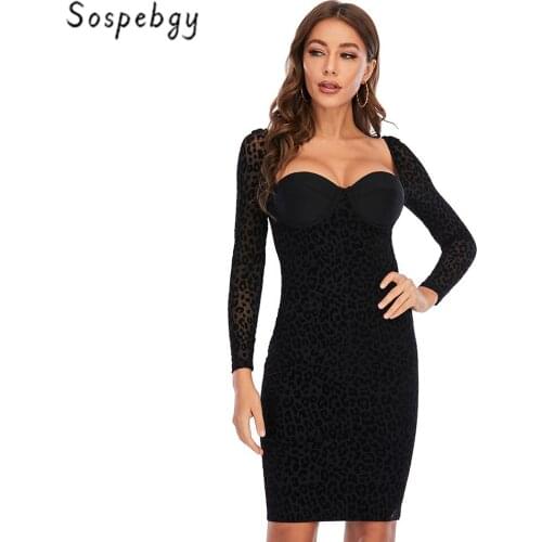 Spring Womens Long Sleeve Mini Bandage Dress 2021 New Lace Leopard Print Stitching Sexy Bodycon Celebrity Runway Party Dresses