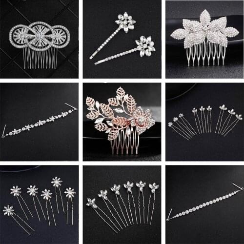 QYY Fashion Crystal Headpiece Wedding Bridal Hair Accessories Hair Pin Jewelry Rhinestone Hair Clips for Women