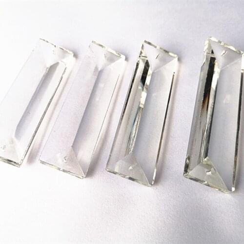 Free Rings) 10pcs 76*22mm Clear K9 Crystal Rectangular Chandelier Pendants With Two Holes Out Door Christmas Tree Decoration