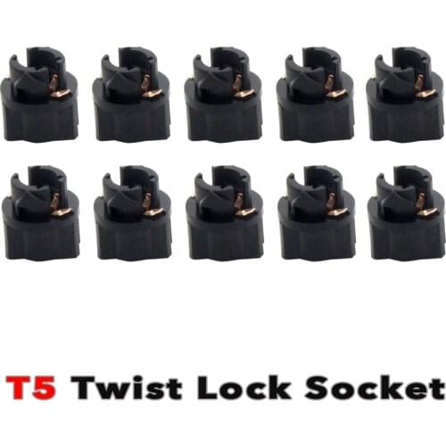 Car Lamp Socket 10Pcs T5 LED Twist Socket PC47 Instrument Panel Cluster Replacement Socket Lamp Holder