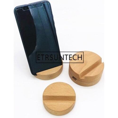 100pcs Round Wood Phone Stand Holder For iPhone 6 6s 7 Plus Mobile Phone Stand Universal Wooden Stand Holder For iPhone Samsung