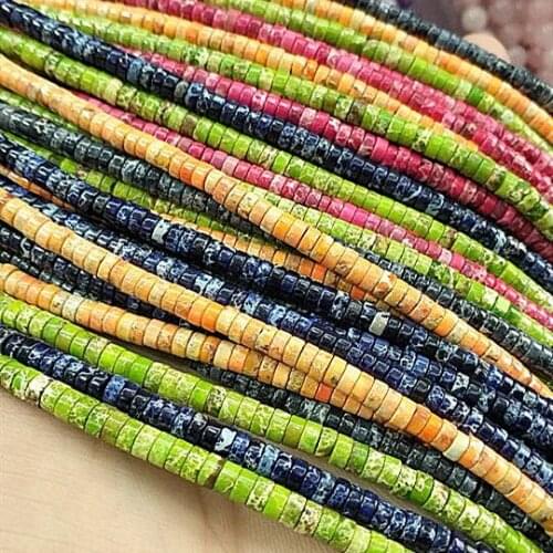 160pcs nature imperial jasper stone disc 2x4mm gem stone beads strings for women bracelets making jewelry findings more colors