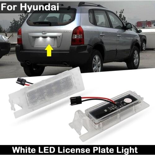 2Pcs For Hyundai Tucson 2010-2014 IX35 2010-2013 Car Rear High Brightness White LED License Plate Light Number Plate Lamp