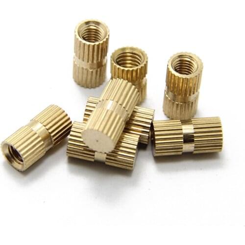 20pcs M6 Single-pass Brass Insert Injection Nuts Blind Hole Column Embedded Pillar Knurled Nut 10mm Outside Diameter Sleeves