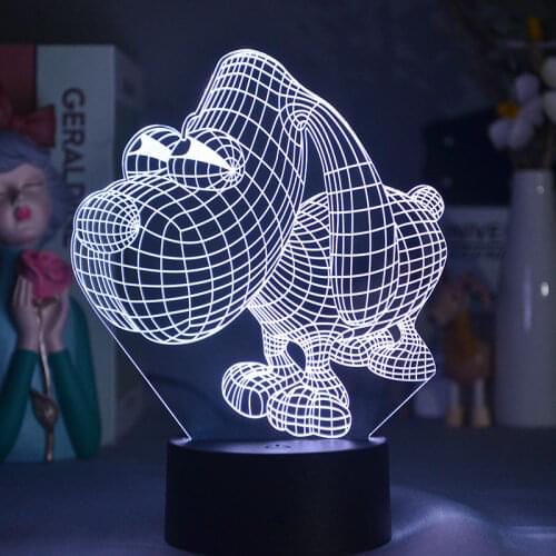 3D Acrylic Illusion Lamps Bedside Table Cute Dog Nightlight Holidays Kids Lamparas Decoration Puppy Shape LED Bedroom Decor Gift