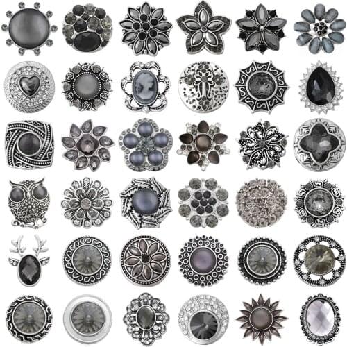 5pcs/lot New Metal Snap Jewelry Mixed Beautiful Exotic Pattern 18mm Metal Snap Buttons for DIY Snap Bracelet