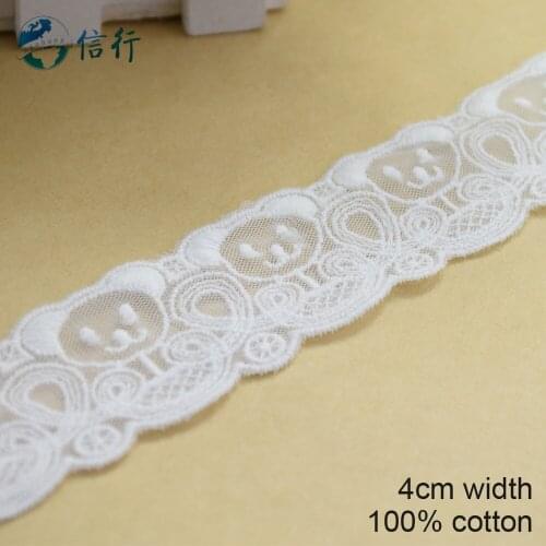 5yards 4cm Cotton embroid lace sewing ribbon guipure trims or fabric warp knitting DIY Garment Accessories free shipping#3620