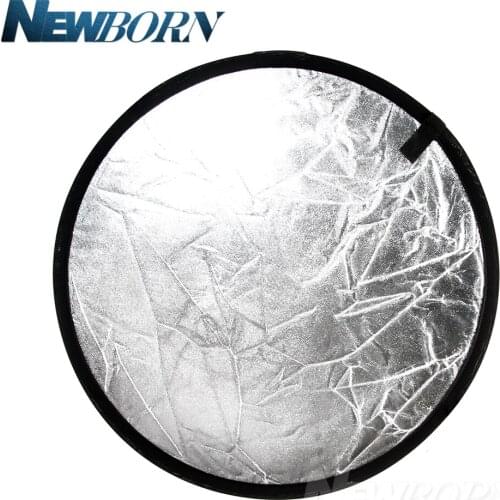 60cm 80cm 110cm Light Mulit Reflector Portable Collapsible Disc Photography Reflector for Portrait Photography Silver/White