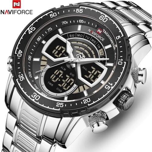 New NAVIFORCE Mens Watches Top Luxury Brand Sports Watch Men Chronograph Stainless Steel Quartz Wristwatch Relogio Masculino