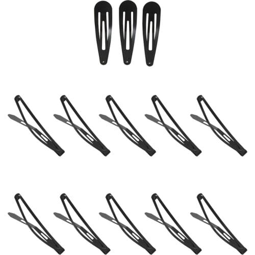 22 Pcs DIY Hairdressing Black Metal Hair Clips Hairclip, 10 Pcs 67mm X 19mm & 12 Pcs 77 X 13mm
