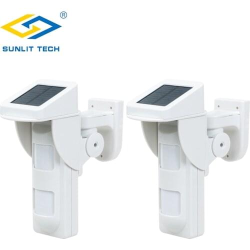 2pcs 433MHz Wireless Solar Outdoor Motion Sensor Pet Immunity Waterproof PIR Infrared Motion Detector WIFI GSM Home Alarm System
