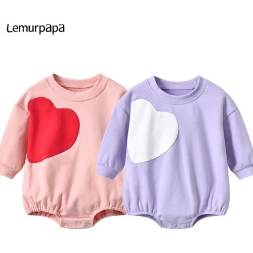 2021 Korean Infant Baby Clothes Long Sleeve Autumn Romper Jumpsuits Cotton Newborn Cute Love Girls ropa bebe Soft Baby Toddler