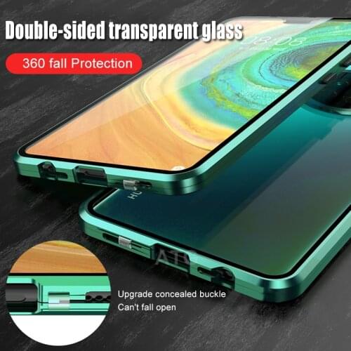 Huawei P40 Pro Double-sided Glass Cover For Huawei Mate 30 40 Pro Nova 7 8 Pro Metal Magnetic Adsorption Snap High-end Case