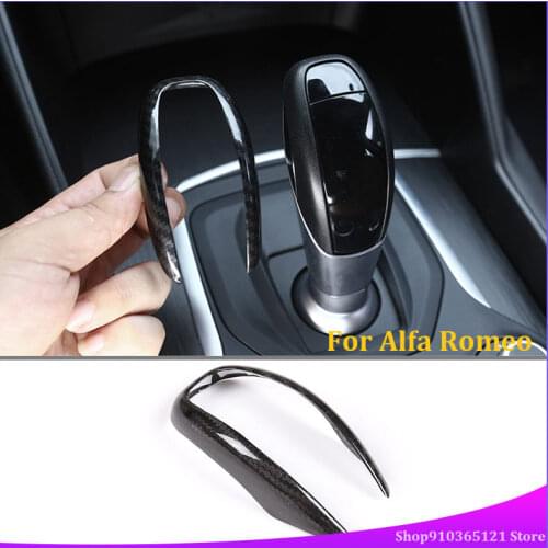 For Alfa Romeo Giulia 2017-2019 Gearshift Head Decoration Frame Gear Lever Head Frame Real Carbon Fiber Car Interior Accessorie