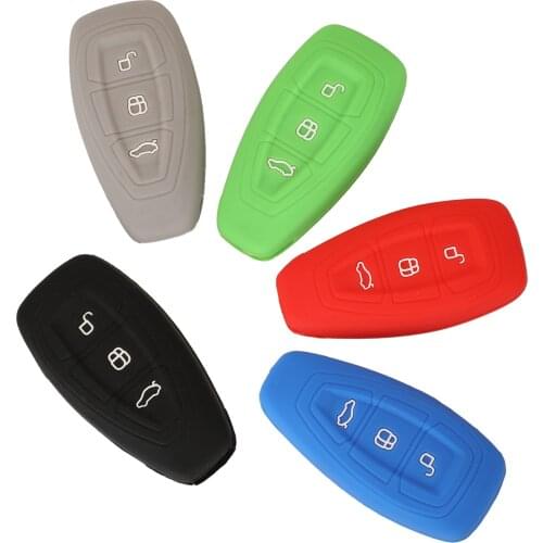 Jingyuqin Remote 3 Buttons Silicone Case Smart Car Key Case Cover For Ford Fiesta Focus Mondeo Ecosport Kuga Focus ST Holder