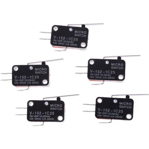 Limit Switch V-152-1C25 SPDT 1NO 1NC 3Pin Short Straight Hinge Lever Limit Micro Switch 5pcs/lot