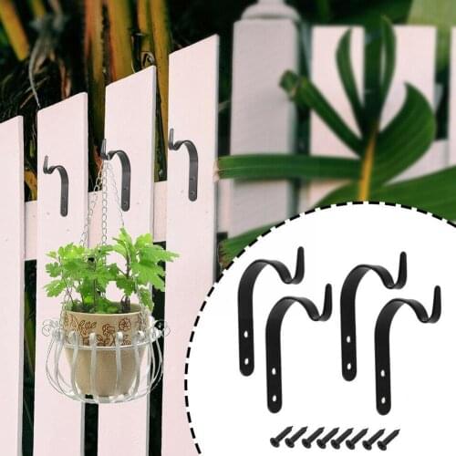4PCS/Set Professional Balcony Plant Flower Pot Wrought Wall-Mounted Hanging Garden Hooks Basket Iron Holder Bracket Decorat K0Q4