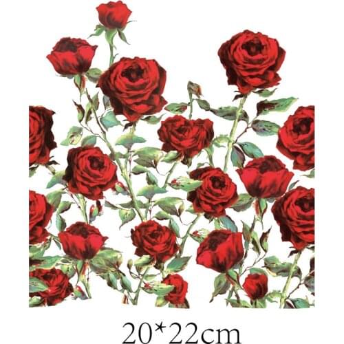 Red Rose Patches Flower Thermal Stickers on Clothes Iron-on Transfers for Clothing Thermoadhesive Patch Diy Applique for Dress