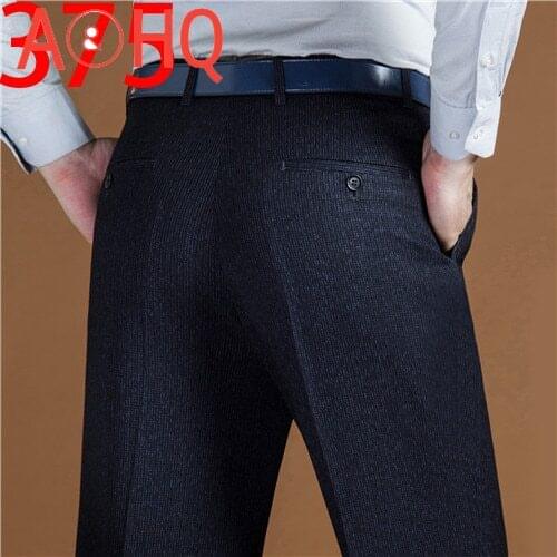 Men Suit Pants Classic Straight Loose Business Office Wool Suit Pants For Men Dress Pants Summer Plus Size 42 44