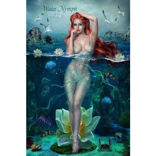 JMINE Div 5D Seahorse Naked Woman Underwater Full Diamond Painting cross stitch kits art Animal 3D paint by diamonds