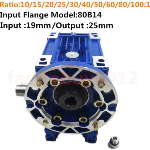 15:1 Worm Gear Reducer NMRV050 25mm Single Output Shaft 3 Phase 380v Single/2 Phase 220v 4 Pole 2400RPM 370w Asynchronous Motor