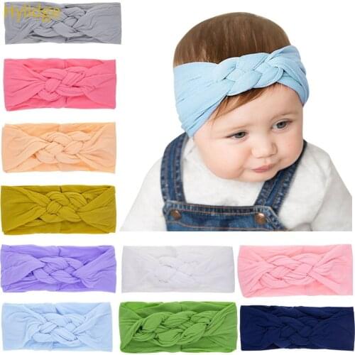 Hylidge Solid Color Infant Toddler Chinese Knot Headband for Baby Kids Nylon Cotton Hair Band Stretchable Baby Girls Head Rope
