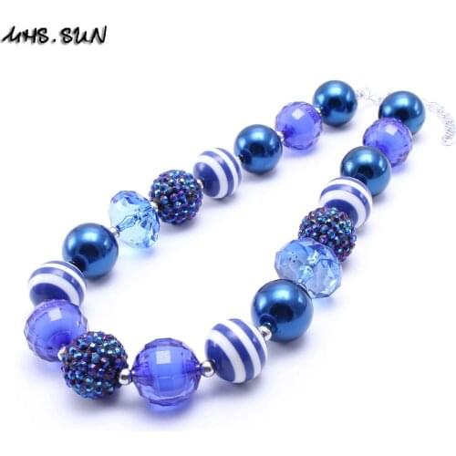 High quality 2pcs/lot fashion Kid Chunky Necklace Kid girls bubblegum chunky beads necklace for children handmade jewelry