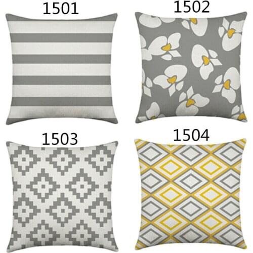 Sofa Throw Cushion New Home Art 18 Cover Geometry Grey Case Yellow Pillow Decor