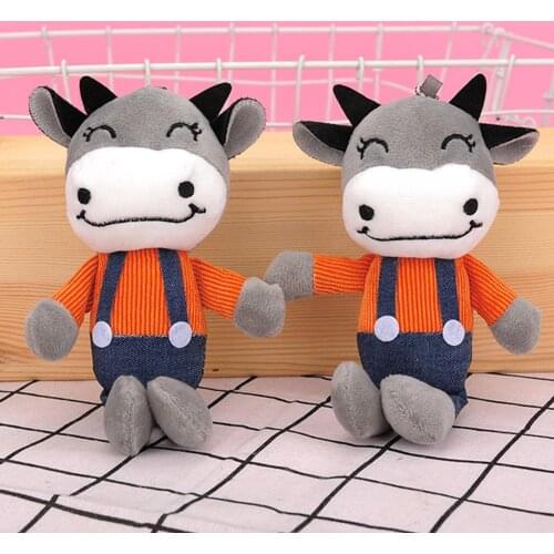 2021 Ox Year Cartoon Cow Plush Doll Pendant Stuffed Toy Keychain Bag Ornament новогодние подарки дети