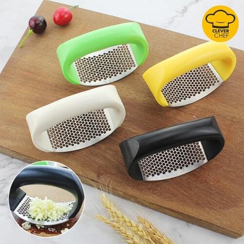 Garlic Press Circular Stainless Steel Set Garlic Crusher with Small Brush Peeler Ginger Squeezer Kitchen Gadgets Kitchen Tools