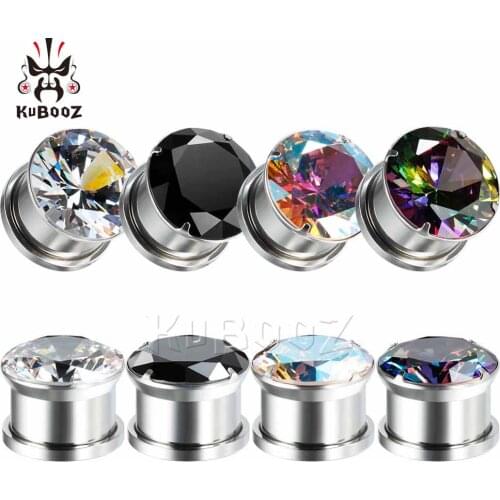 Zircon Ear Screw Piercing Plugs Tunnels Stainless steel Earrings Tunnels Ear Gagues Fashion Body Jewelry Gift For Women Men 8mm