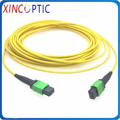 SMF,8C,1/2/3/5/7/10/15/20/25/30M,MPO/APC (F) to MPO Female Fiber Optic Patch Cord,Type A,Single Mode,3.0mm LSZH Mini Round Cable