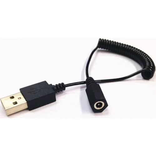 USB A Male to DC 3.5mm x 1.35mm Female Power Jack Coiled Spring Cable Wire Lead 5FT
