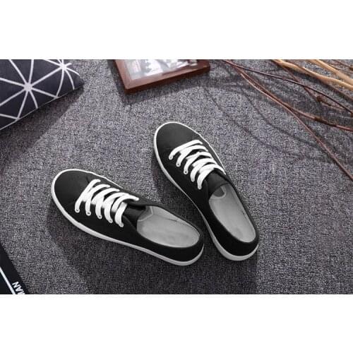 Canvas shoes Brisk soft womens flat heels Fashion shoes lace up students' black casual shoes Comfortable shoedm