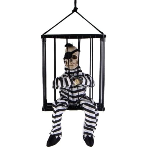 Halloween Decoration Induction Skeleton Skull Death Prisoner Scary Cage Ghost DIY Party Supplies