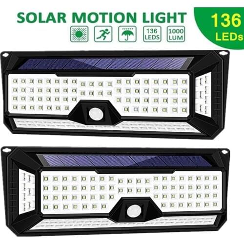 Solar Outdoor Wall Lights Motion Sensor Detector Security Night Lights IP65 Waterproof Wall Lamps for Garden Deck Yard Driveway