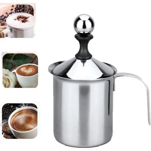 Original 400ML/800ML Manual Milk Frother Stainless Steel Double Mesh Milk Creamer Milk Foam Mesh Coffee Foamer Creamer