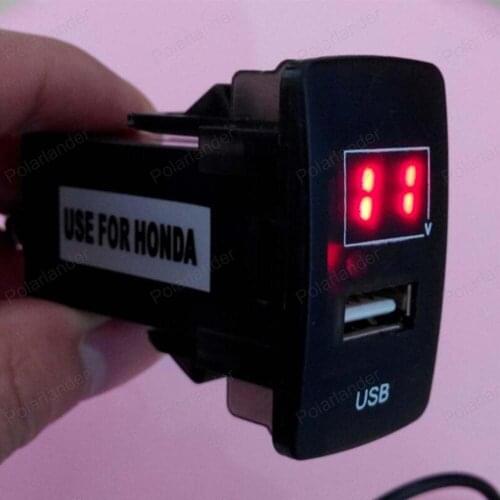 5V 2.1A output Car USB Socket Charger with Smartphone Voltmeter For H/onda Power Adapter