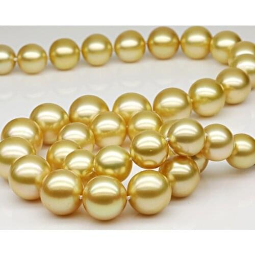 High quality 8-12mm Perfect round Natural shell gold pearl necklace +bracelet Fashion pearl jewelry Party jewelry Free shipping