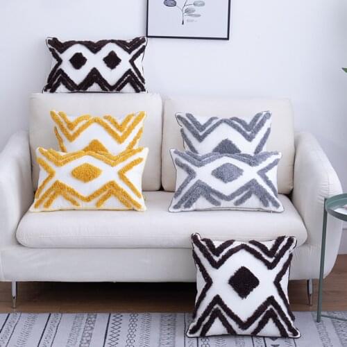 Yellow Grey Cushion Cover 45x45cm Pillow Case Tufted Decorative For Sofa Seat Home Decorative Canvas 45x45cm 30x50cm