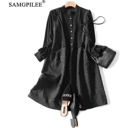 Women Winter Dresses Casual A-line Solid Dress Plus Size Full Sleeve Appliques Knee-length Empire O-neck Women Autumn Dress 4XL