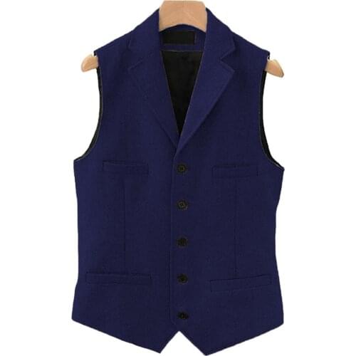 Brown/Blue/Green/Black Waistcoat Mens Casual Tweed Vest Wool Slim Fit Notch Lapel Herringbone Gilet For Wedding Leisure