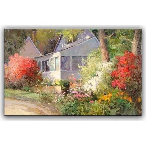 100% hand painted oil painting Home decoration high quality landscape knife painting pictures DM16072118