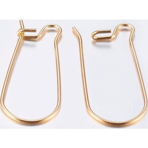 100pcs 304 Stainless Steel Hoop Earrings for Earring Jewelry Making Findings Accessories Golden; Pin: 0.8mm 25x10.5x2.5mm