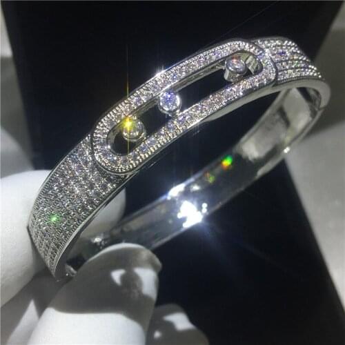 2018 Fashion Bangle Pave setting 208pcs 5A cubic zirconia Silver color bracelet bangles for women wedding accessaries