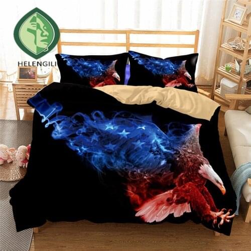 HELENGILI 3D Bedding Set Eagle Print Duvet cover set lifelike bedclothes with pillowcase bed set home Textiles #2-01