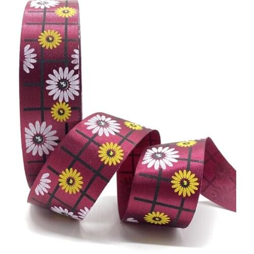 5Yards 25mm Printed Small Gloral Pattern Segment With Christmas Ribbon Used For Christmas Decoration DIY Sewing Fabric #04